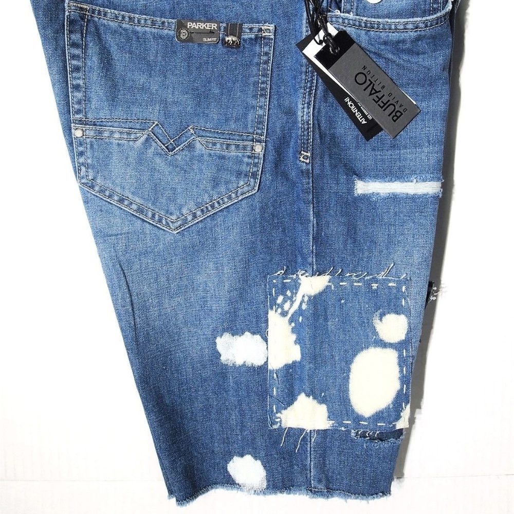 Buffalo David Bitton men's denim short riped patch - Picture 6 of 8